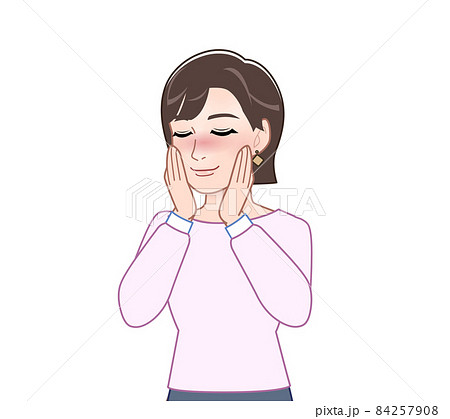 ピンクの長袖を着た女性 84257908