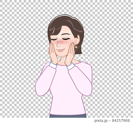 ピンクの長袖を着た女性 84257908