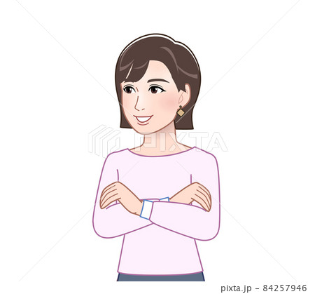 ピンクの長袖を着た女性 84257946