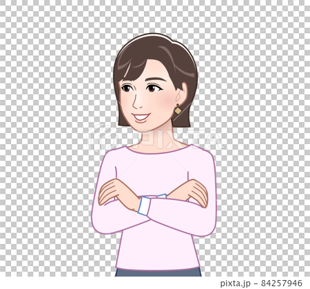 ピンクの長袖を着た女性 84257946