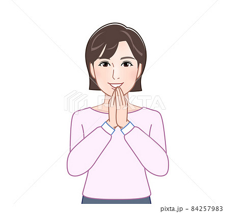 ピンクの長袖を着た女性 84257983