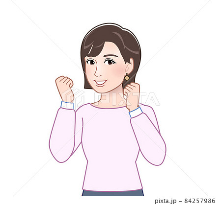 ピンクの長袖を着た女性 84257986