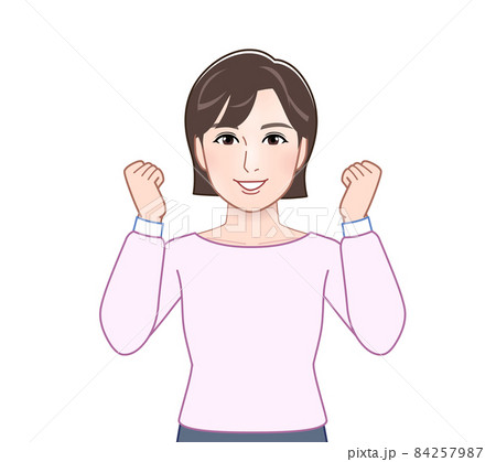ピンクの長袖を着た女性 84257987