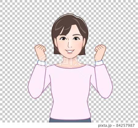 ピンクの長袖を着た女性 84257987