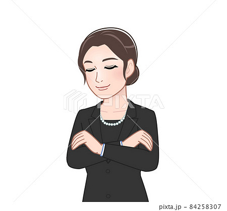 お葬式に出席した女性 84258307