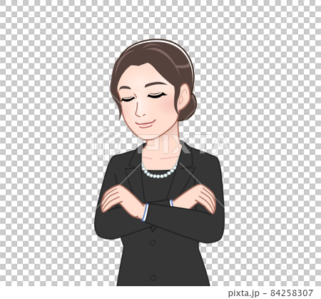 お葬式に出席した女性 84258307