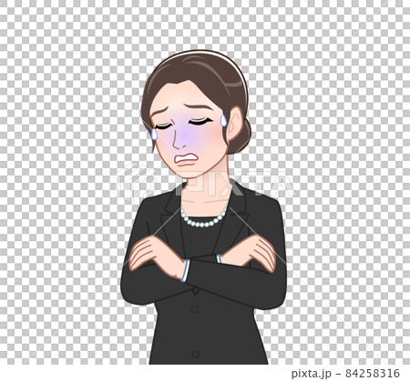 お葬式に出席した女性 84258316