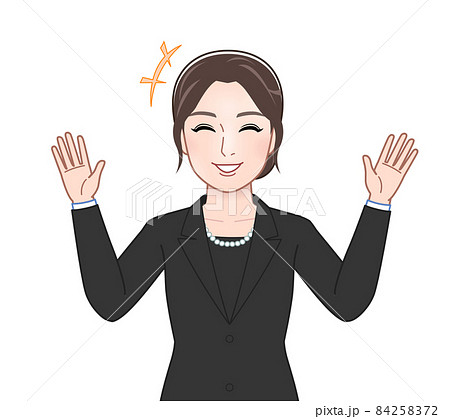 お葬式に出席した女性 84258372