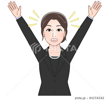 お葬式に出席した女性のイラスト素材 8425