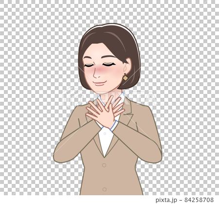 ベージュスーツの女性 84258708