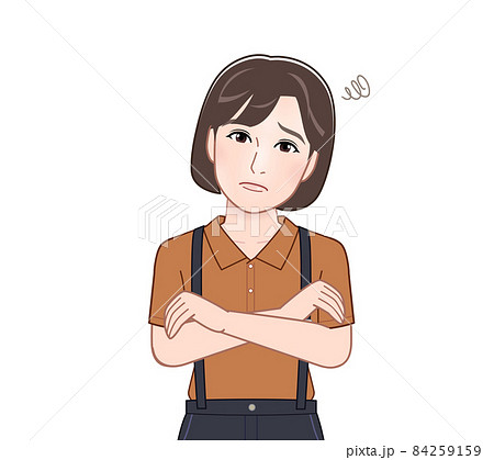 サスペンダーの服を着た女性のイラスト素材