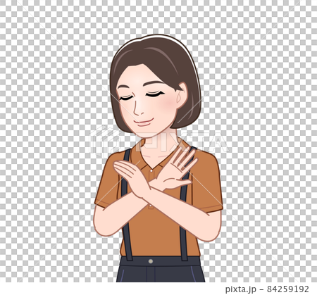 サスペンダーの服を着た女性 84259192