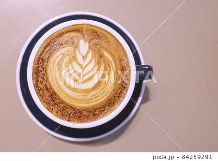 Latte art in coffee cup, Top view 84259291