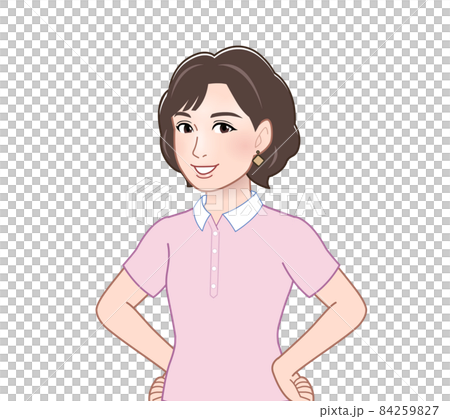 A woman in a polo shirt A woman in a polo shirt 84259827