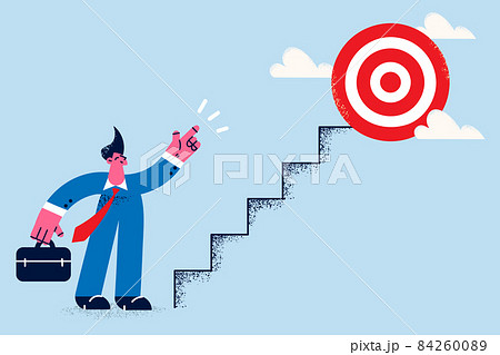 Motivated businessman go upstairs to career business success  84260089