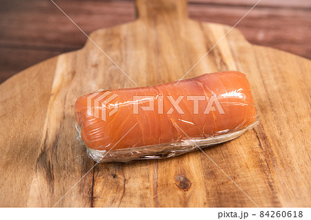 Salmon and smoked salmon ballotine recipe, watercress mash Salmon and smoked salmon ballotine recipe, watercress mash 84260618