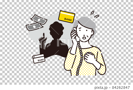 人物 電話の詐欺に遭うシニアの女性 84262847