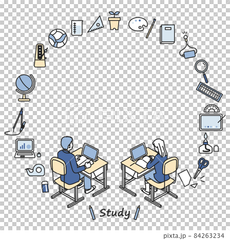 勉強する生徒のフレーム 84263234