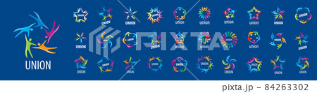 A set of vector logos of the Union on a blue background 84263302