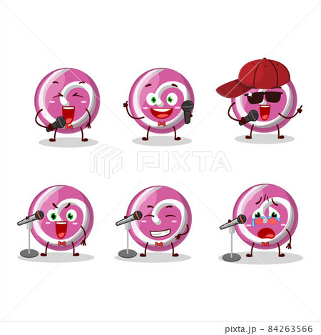 A Cute Cartoon design concept of pink sweet candy singing a famous song A Cute Cartoon design concept of pink sweet candy singing a famous song 84263566