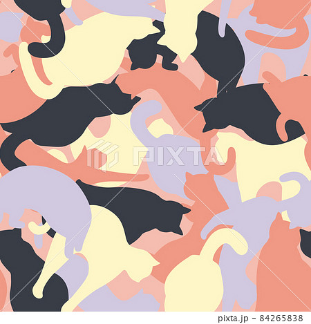 猫の迷彩柄のシームレスパターンイラスト（ベクター） 84265838