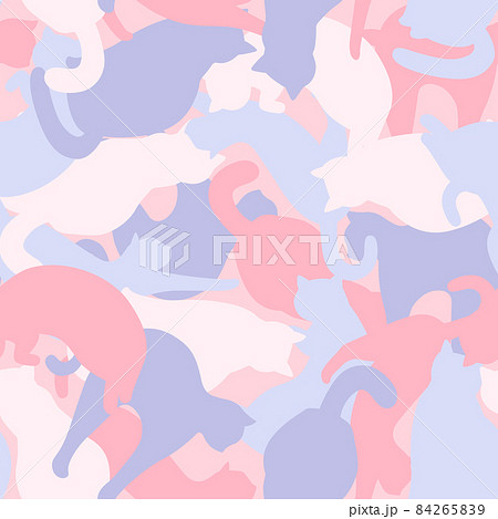 猫の迷彩柄のシームレスパターンイラスト（ベクター） 84265839