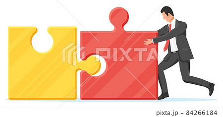 Businessman Connecting Puzzle Businessman Connecting Puzzle 84266184