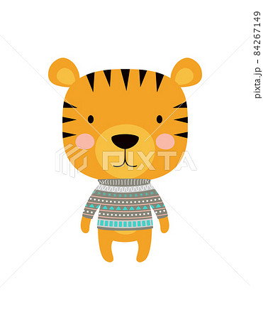 cute tiger in sweater isolated, cartoon animals cute tiger in sweater isolated, cartoon animals 84267149