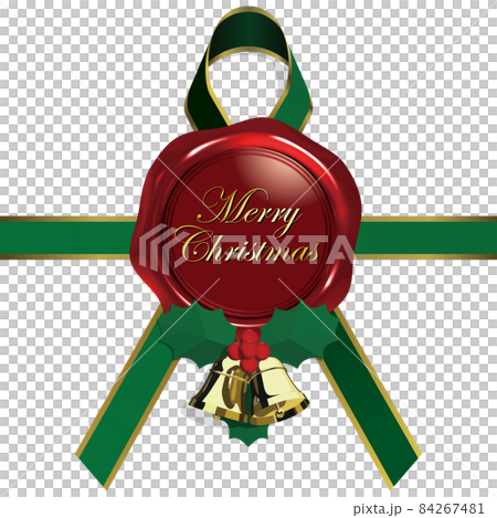 Merry Christmas red seal wax emblem and ribbon 84267481