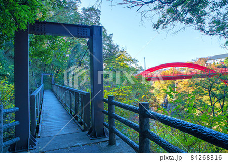 高津戸峡 高津戸渓谷 遊歩道からの眺め 紅葉はじめ 秋の風景 高津戸峡 高津戸渓谷 遊歩道からの眺め 紅葉はじめ 秋の風景 84268316