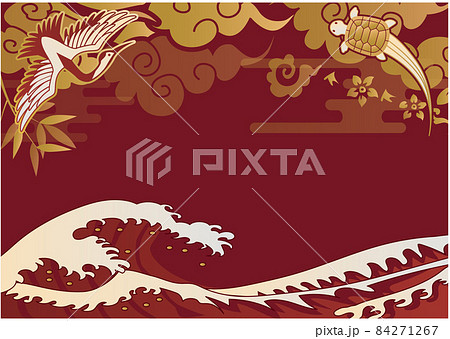 中華風　鶴　亀　フレーム枠 84271267