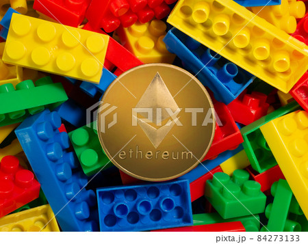 The ethereum coin on plastic toy Muti color for education or business concept The ethereum coin on plastic toy Muti color for education or business concept 84273133