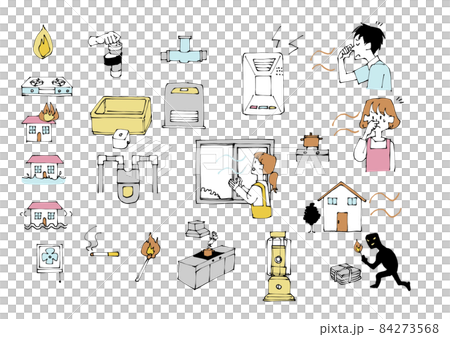 ガス事故や火事に関するイラストセット 84273568