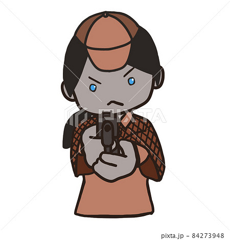 拳銃を構える若い探偵（女2） 84273948