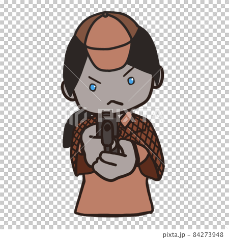 拳銃を構える若い探偵（女2） 84273948