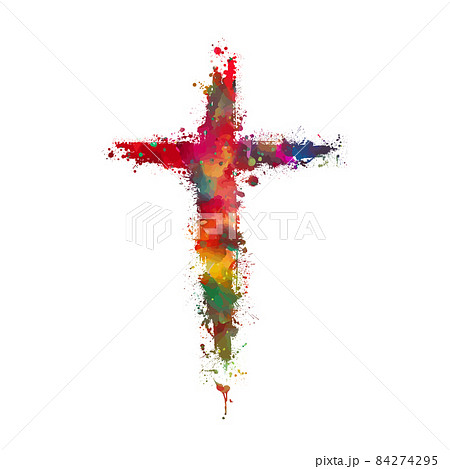 Multi-colored cross object. Happy Easter. Vector illustration Multi-colored cross object. Happy Easter. Vector illustration 84274295