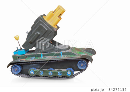 side view old toy car on white background, object, toy, copy space 84275155
