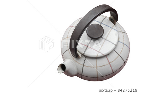 top view old teapot on white background, object, kitchen, copy space 84275219