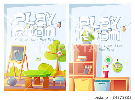 Playroom flyers with kindergarten interior 84275832