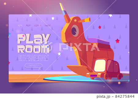 Play room cartoon landing page with kids toys 84275844