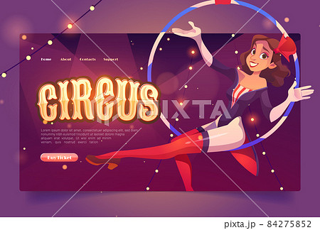 Circus website with aerial gymnast girl in hoop 84275852