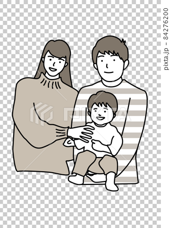 子育て家族・赤ちゃんを抱っこする夫婦イメージ 84276200