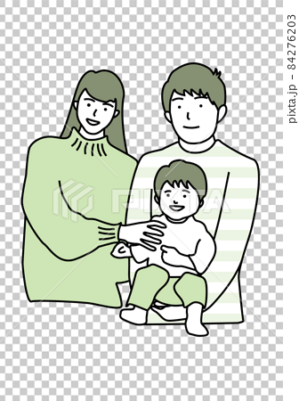 子育て家族・赤ちゃんを抱っこする夫婦イメージ 84276203