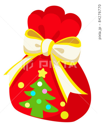 クリスマスプレゼント ラッピングギフト 白色リボン ツリー柄 クリスマス素材のアイコン ベクターのイラスト素材