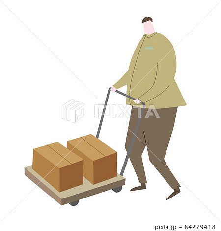 台車で荷物を運ぶ人 台車で荷物を運ぶ人 84279418