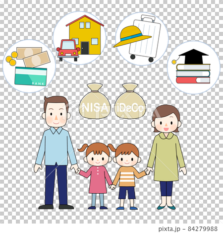 NISAとiDeCoで将来の備えをする家族 NISAとiDeCoで将来の備えをする家族 84279988