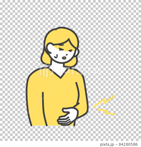 Illustration material of a woman suffering from abdominal pain Illustration material of a woman suffering from abdominal pain 84280586