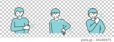 肩こり、腰痛、腕の痛みに悩む男性のイラスト素材 84280975