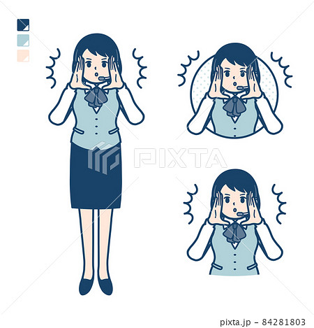 インカムをつけたビジネス女性が大声で警告しているイラスト インカムをつけたビジネス女性が大声で警告しているイラスト 84281803