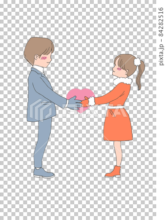 Boys and girls giving heart gifts Boys and girls giving heart gifts 84282516